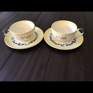 Beautiful Vintage Brock Set of 2 Cup & Saucers California Farmhouse 1940’s